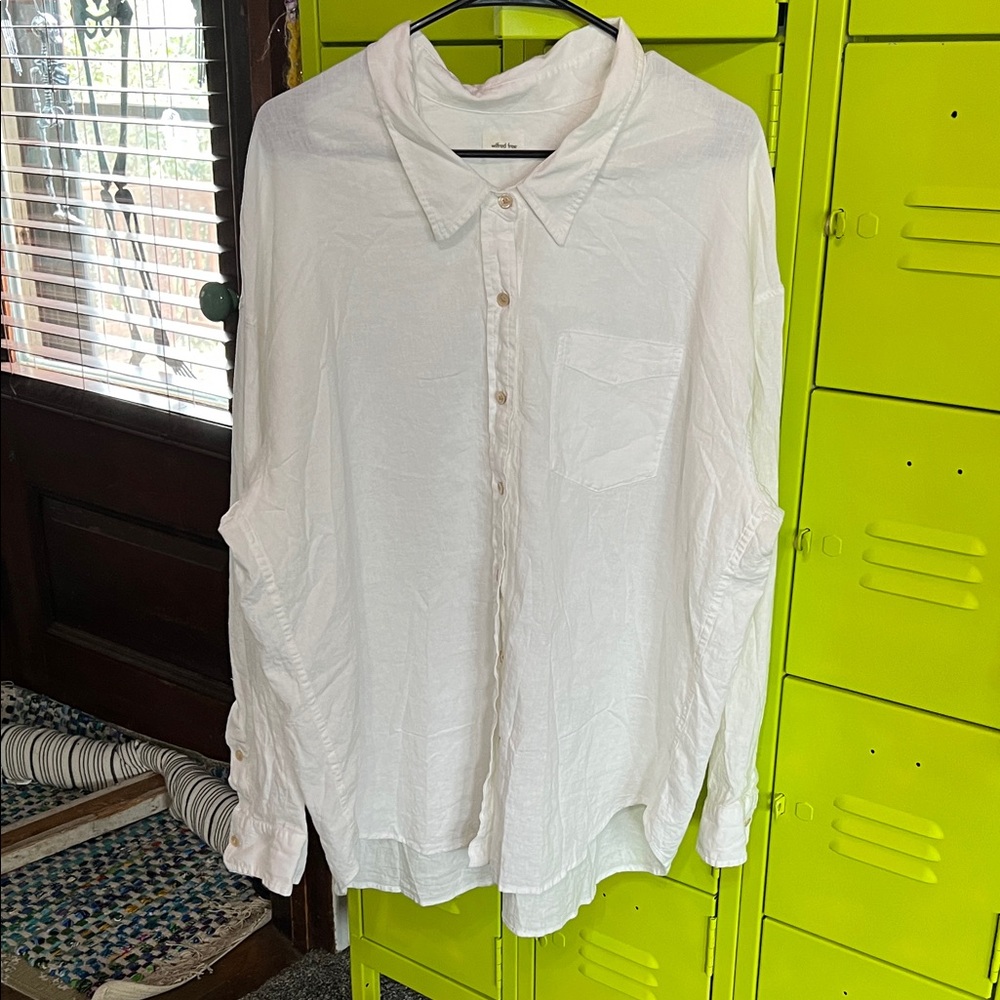 Wilfred White Button-Up Relaxed Collared Blouse